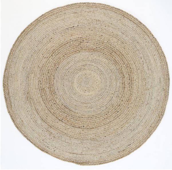 Zari Silver Hand Woven Jute Round 200cm Zari Silver Hand Woven Jute Round 200cm
