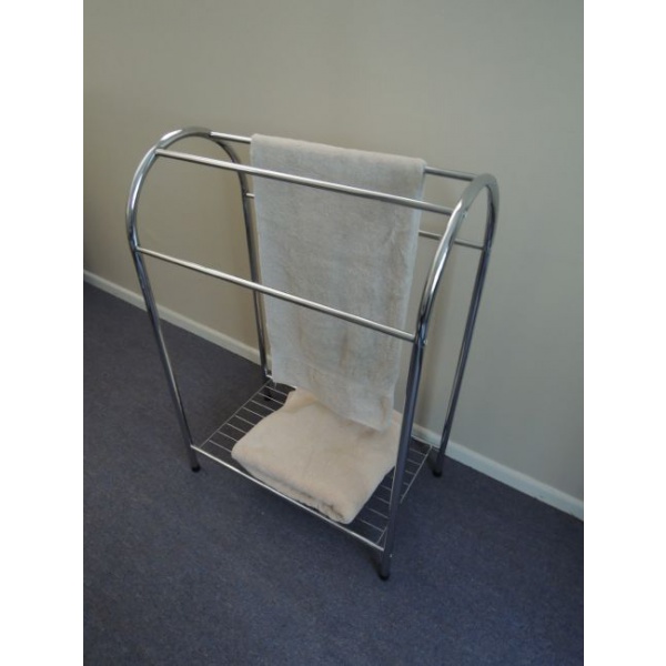Towel Stand round top with shelf Chrome 40280
