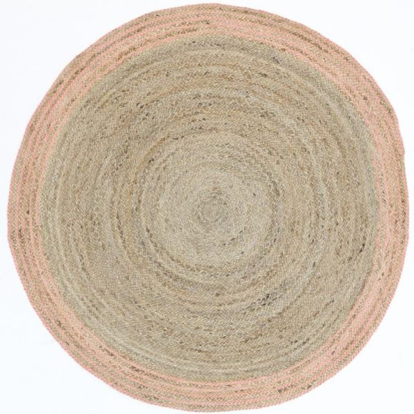 Carpi Pearl Natural, basket-weave Jute Pink edge Round150cm 0702