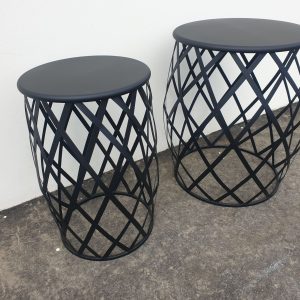 Table Side Lattice Black Set 2 56Dx60H 39Dx55H cm