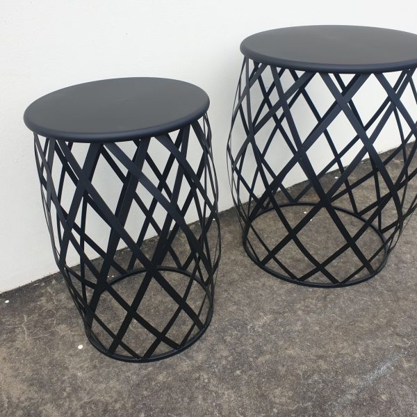 Table Side Lattice Black Set 2 56Dx60H 39Dx55H cm