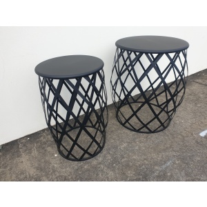 Table Side Lattice Black Set 2 56Dx60H 39Dx55H cm