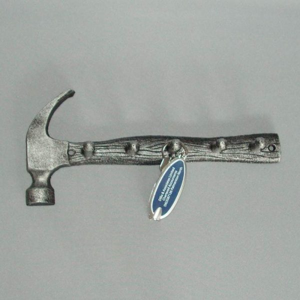 Key Hook Rack Hammer Pewter 25cm